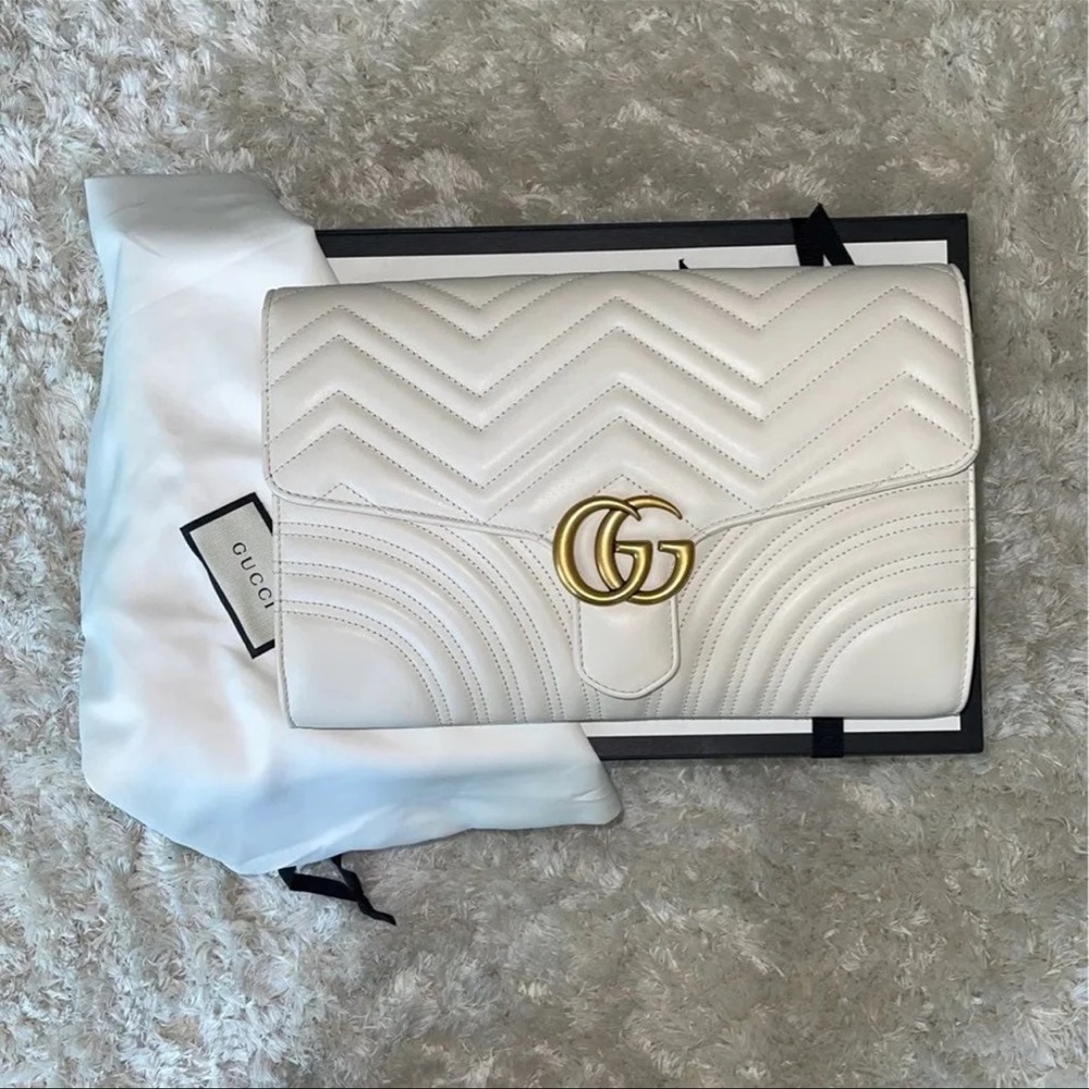 Gucci marmont chevron quilted bag/clutch
